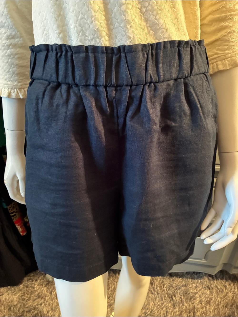 ๐ Talbots Linen Nantucket Paper Bag Navy Shorts Small - Picture 2 of 7
